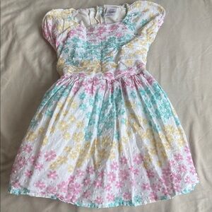 Little Lass Floral Kids Dress in Pink, Yellow, and Green